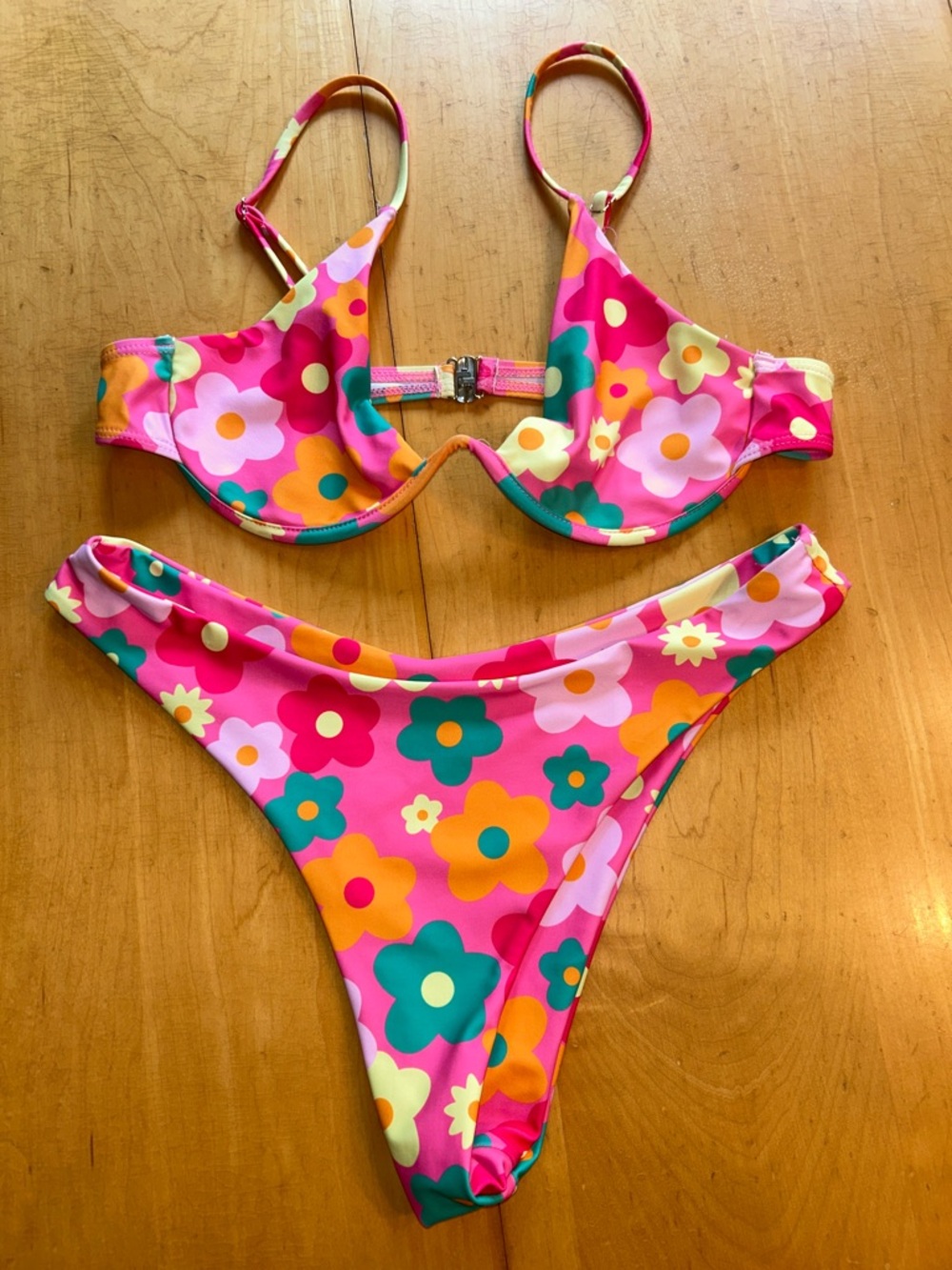 Bright Floral Two-Piece Bikini - Pink Multicolor